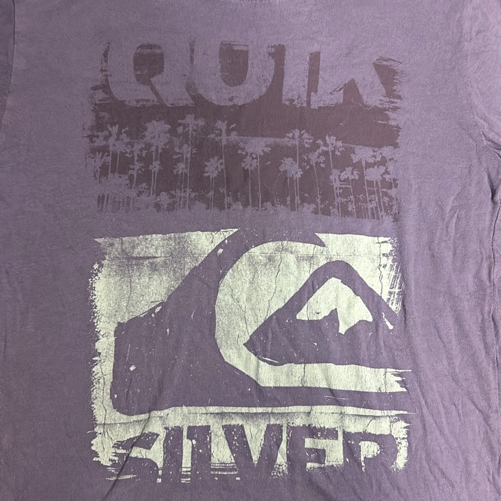 Quiksilver Boys Purple Graphic Print Short Sleeve Cotton T-Shirt Small - Picture 2 of 4